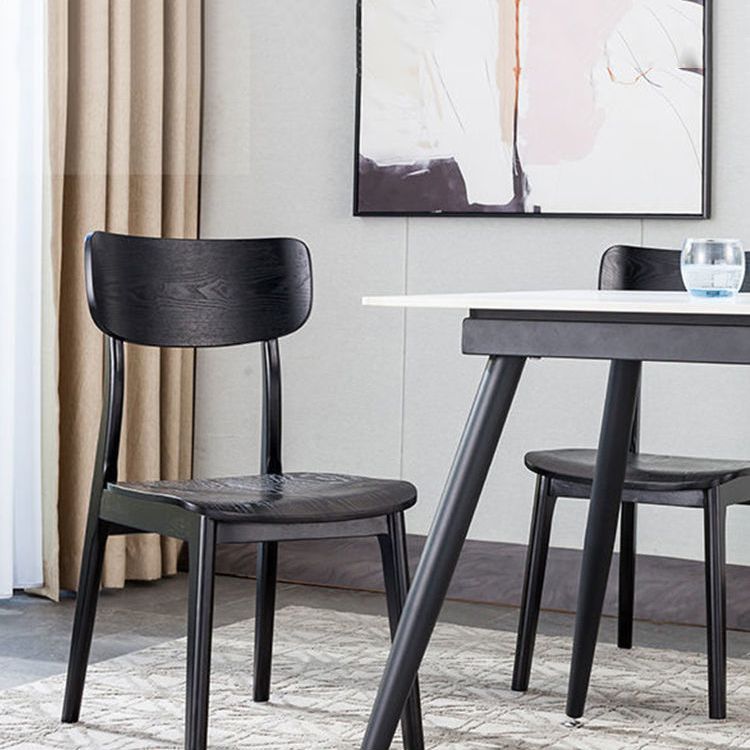 Silla de comedor de madera contemporánea, silla lateral de comedor con respaldo abierto sin brazos para uso doméstico