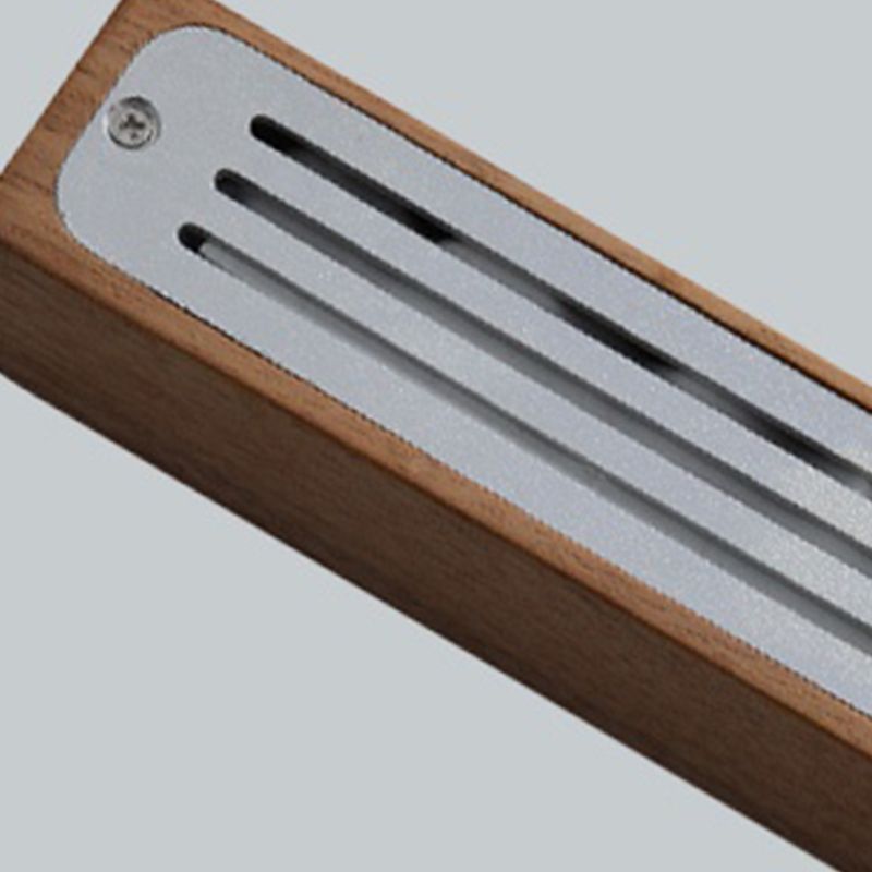 Modern Wood Island Lamp Linear 1-Light Restaurant LED Pendant Light with Acrylic Shade