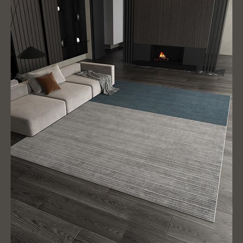 Postmodern Indoor Room Rug Green Color Block Carpet Polyester Non-Split Backing