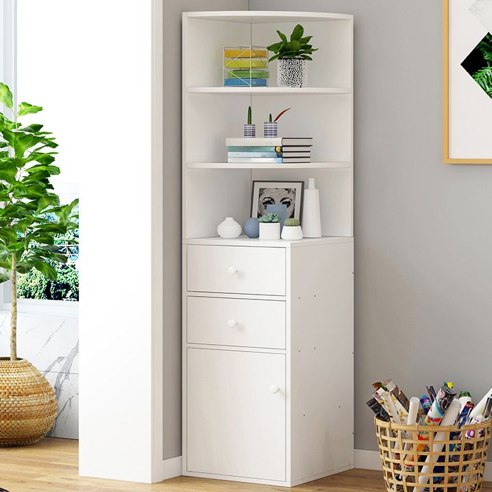 Corner Shelf Bookcase White Bookshelf with Doors for Home Office