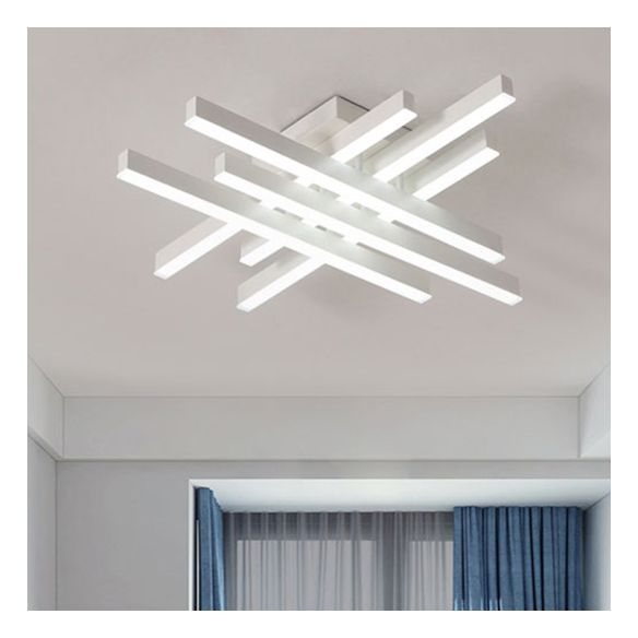 4/6 luci sala da pranzo a filo a sfioramento leggero con linea acrilica cramica a soffitto bianco in luce calda/bianca
