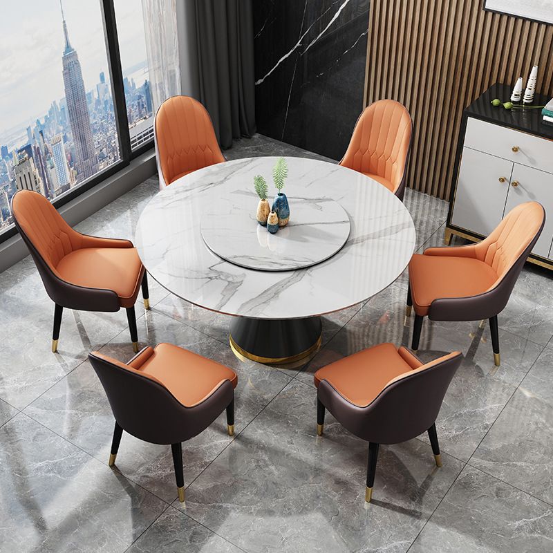 Contemporary Round Table Sintered Stone Dining Table with Metal Legs