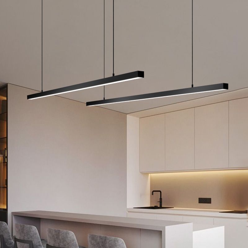 Modern Style Linear Hanging Pendant Light Metal 1-Light Hanging Lamp Kit