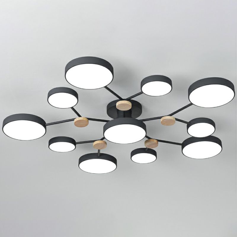 Salon de forme ronde lustre pendentif léger acrylique 11 têtes