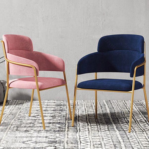 Chaise de salle à manger de cuisine en métal de style Glam, chaises latérales arrière ouvertes en cuivre