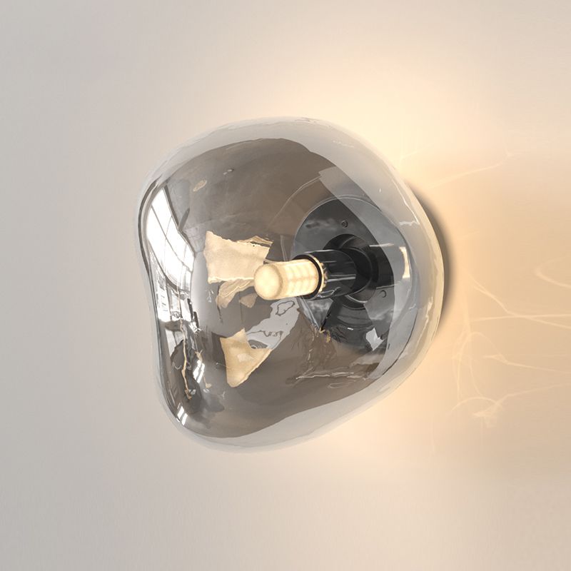 Minimalist Rock Shaped Wall Lamp Hand-Blown Glass 1-Light Foyer Sconce Light