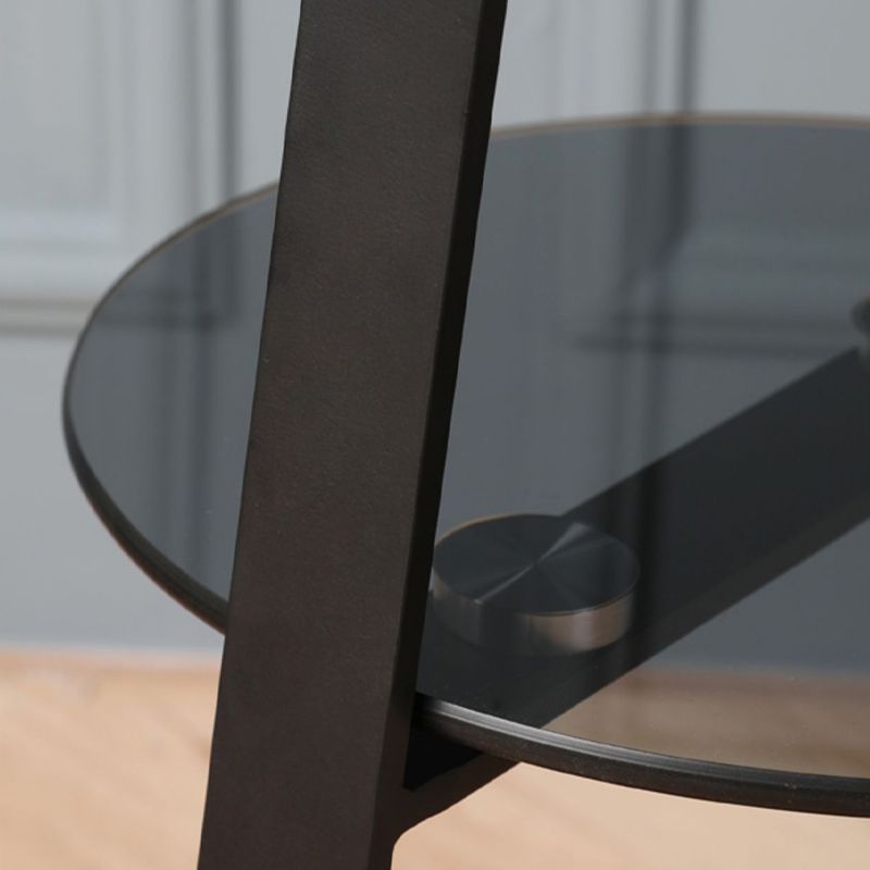 Modern Round Corner Table 3-Tier Side End Table with Storage