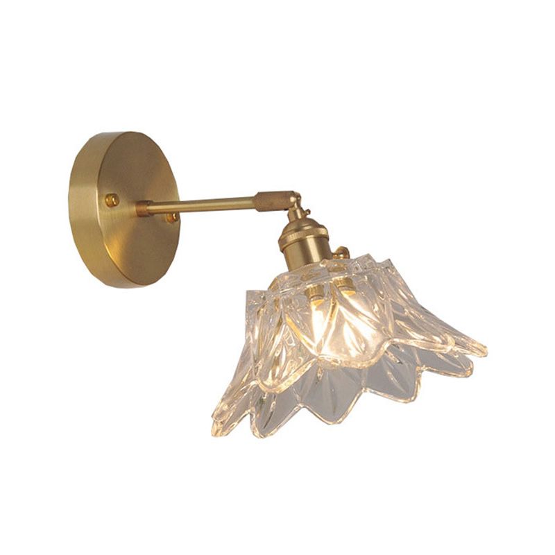 Sombra geométrica de 1 luces accesorios de iluminación de pared de vidrio de estilo industrial en latón