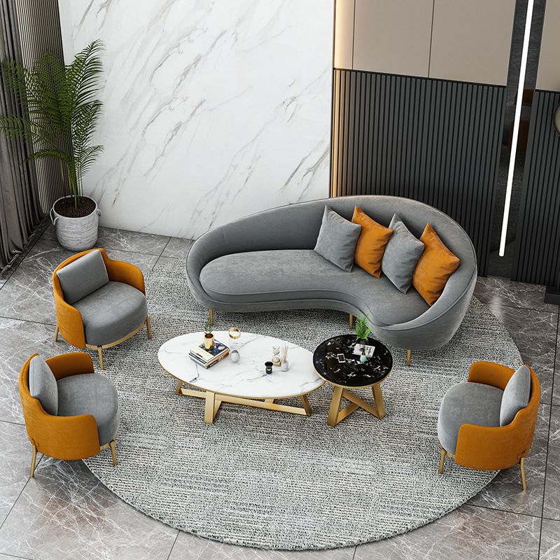 Velvet Tight Back Sofa with Tuxedo Arm and Grey Upholstery for Living Room
