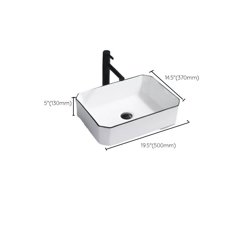 Bathroom Sink Ceramic Black Edging Anti-spill Rectangular Rod Single Handle Faucet Sink