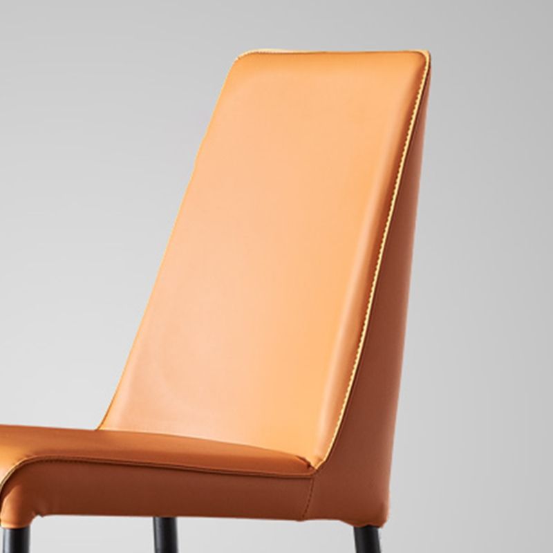Sillas de comedor sin brazos con respaldo sólido industrial Sillas de comedor de piel sintética