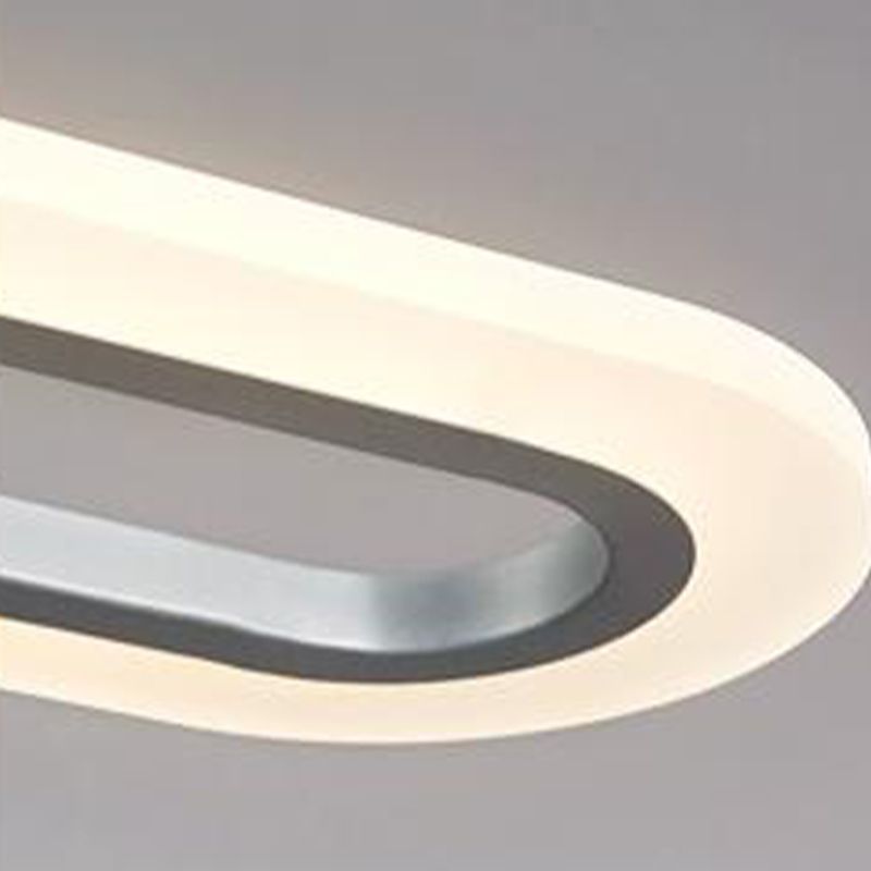 Acrylic White LED Island Light in Modern Simplicity Aluminium Oval Hanging Lamp for Commercial Place