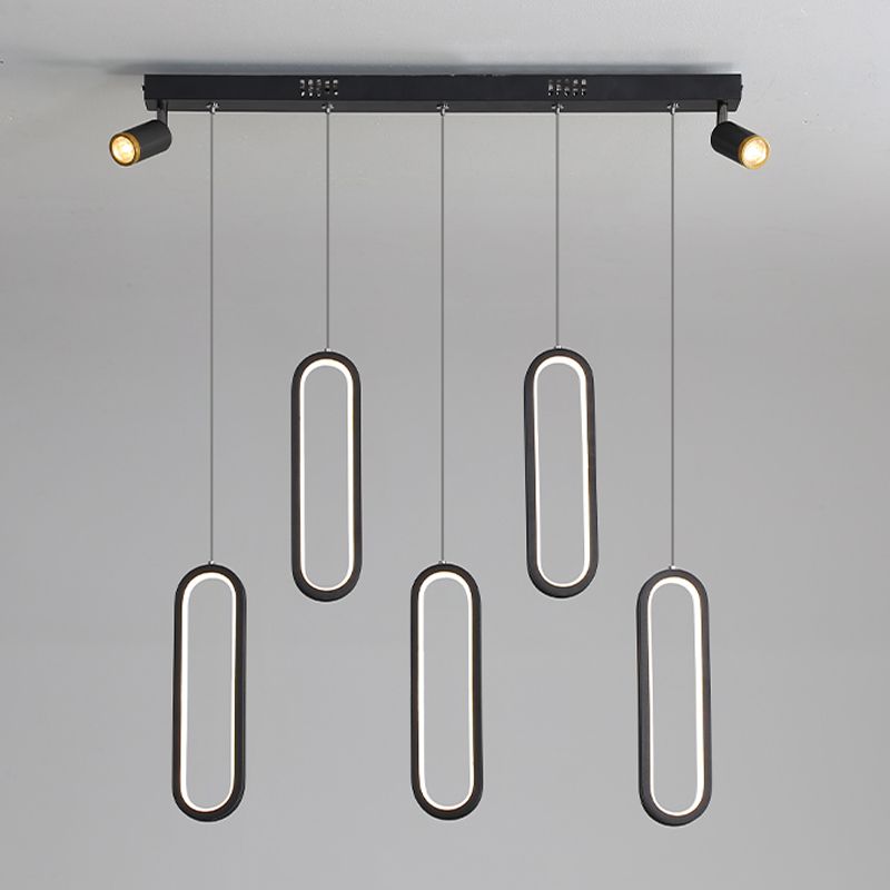 Contemporary Style Linear Island Lighting Metal Island Lighting in Black