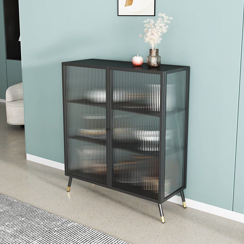 Iron Dining Room Sideboard Cabinet Glam Server Cabinet with Storage