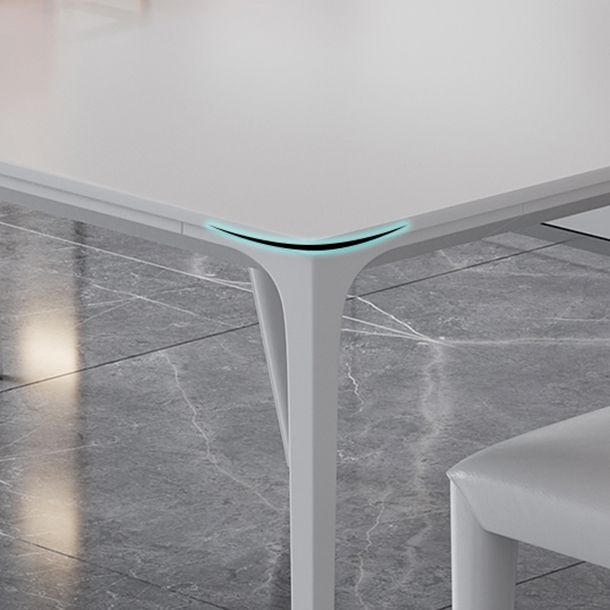 Modern Rectangle Dining Table Stone Top Metal Tripod Base Dining Table