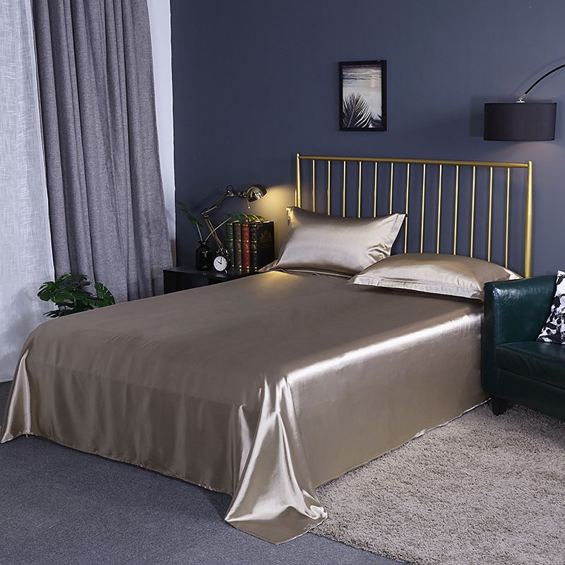 Bed Sheet Solid Color Sateen Weave Soft Breathable Bed Sheet