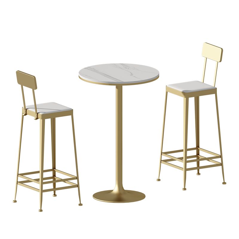 Modern Style Bar Table Set 1/3 Pieces Stone Round Bistro Set for Indoor