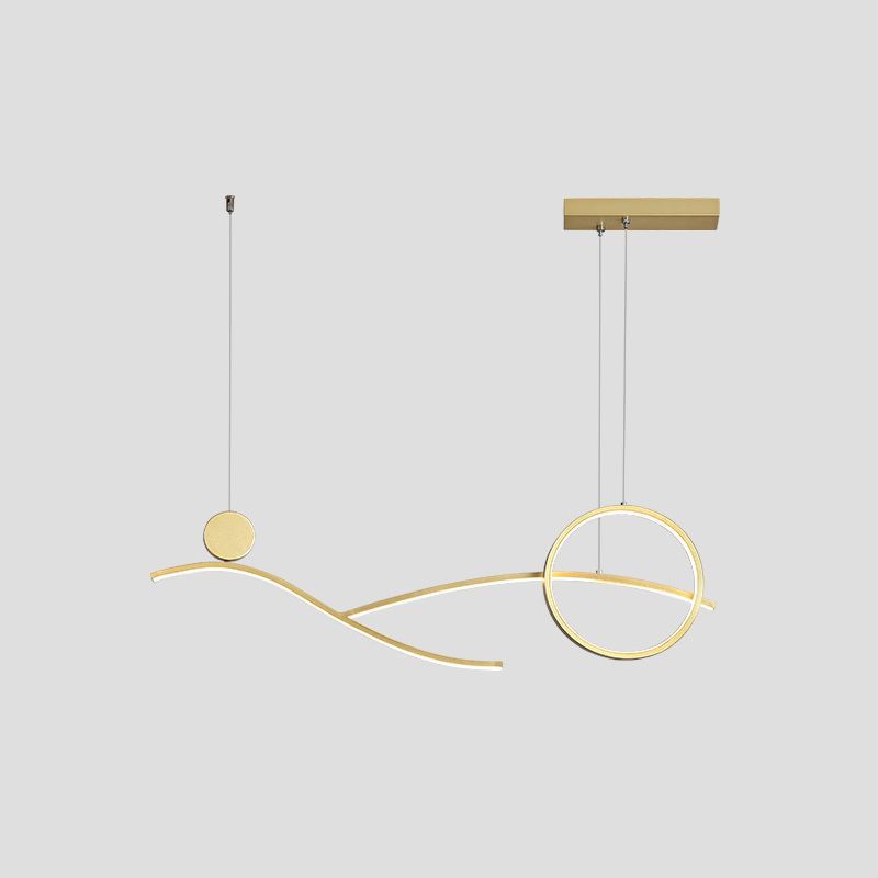 Luce appesa a LED anello e curva Minimalista in metallo sala da pranzo Isola Luce soffitto