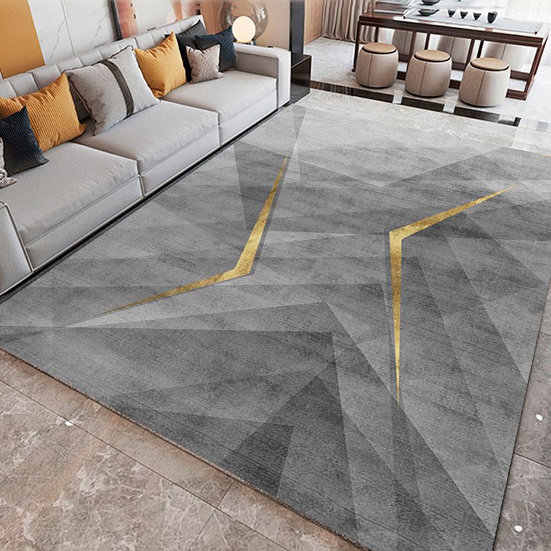 Grey Minimalist Triangle Design Rug Contemporary Stylish Polyester Area Carpet Stain Resistant Carpet for Home Decoration