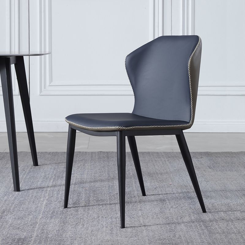 Sillas de comedor de metal industrial, silla lateral sin brazos para uso doméstico (juego de 2)