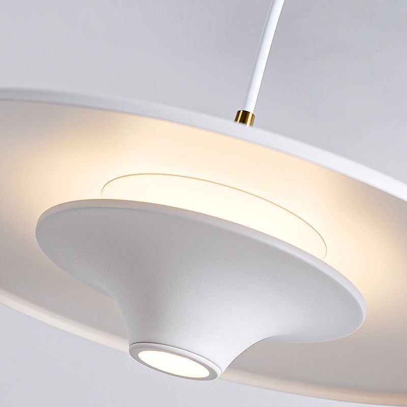 Flying Saucer Bedside Suspension Light Metallic 1 Bulb Minimalist LED Pendant Lamp