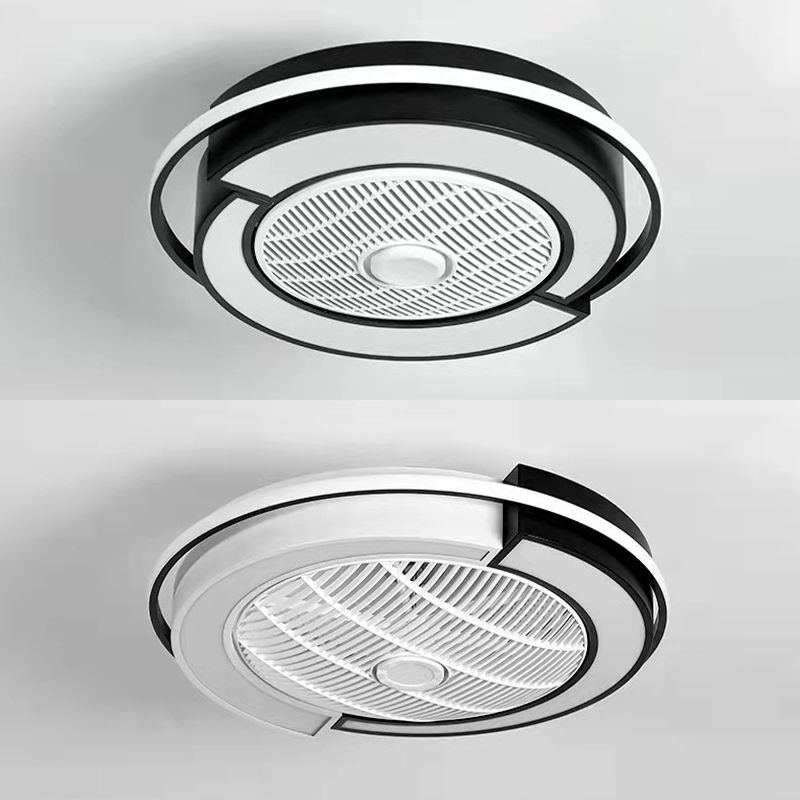 Spleißen trommelförmige LED -Deckenventilator Leuchte Nordische Metall Schlafzimmer Halbflush Mount Leuchte