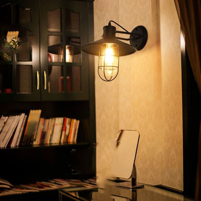 Flared Wall Sconce Lighting Industrial Style Metal 1 Light Wall Mounted Light