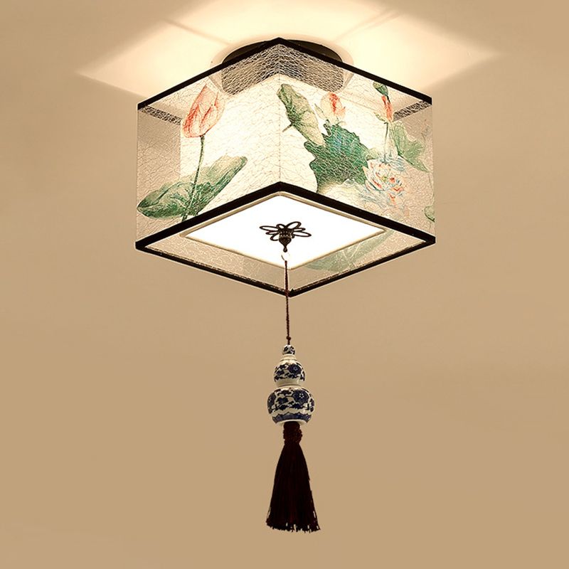 Modern Flush Mount Ceiling Light Simple Flush Mount Lamp with Fabric Shade