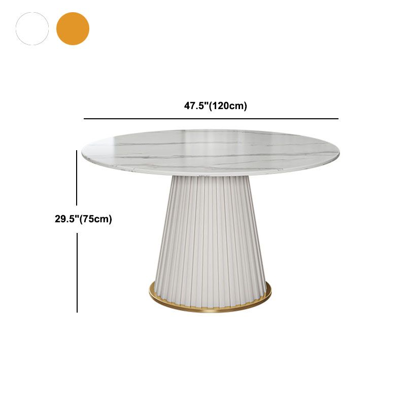 Glam Sintered Stone Dining Table Round Dining Table with Pedestal Base