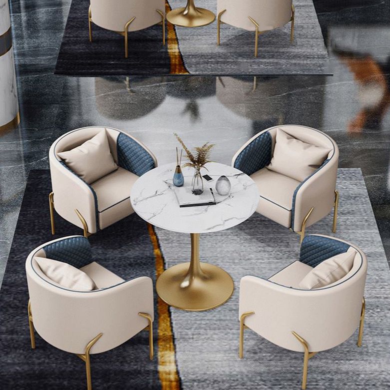 Modern Style Sintered Stone Dining Table Set White 1/2/4/5 Pieces Dining Set for Home Use