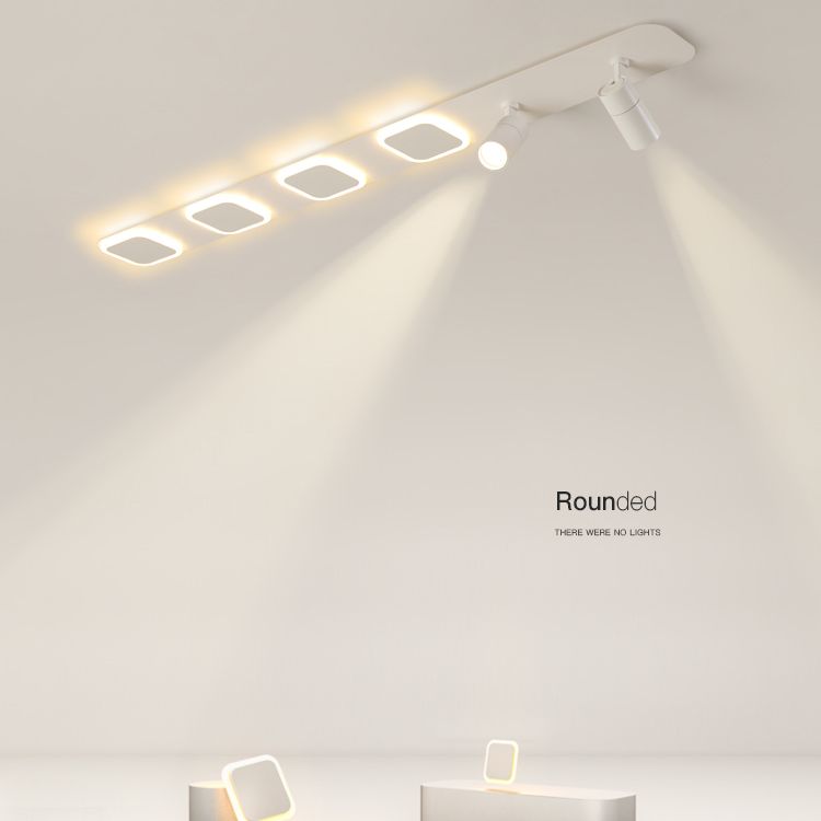 Luz de techo de semi-ras de LED rectangulares en blanco en simplicidad moderna Montaje a ras de hierro forjado con sombra acrílica