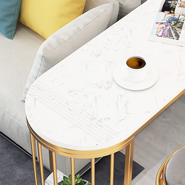 Glam Rectangle Dining Room Counter Table, Marble - 41.3" Bar Table with 2 Storage Shelves