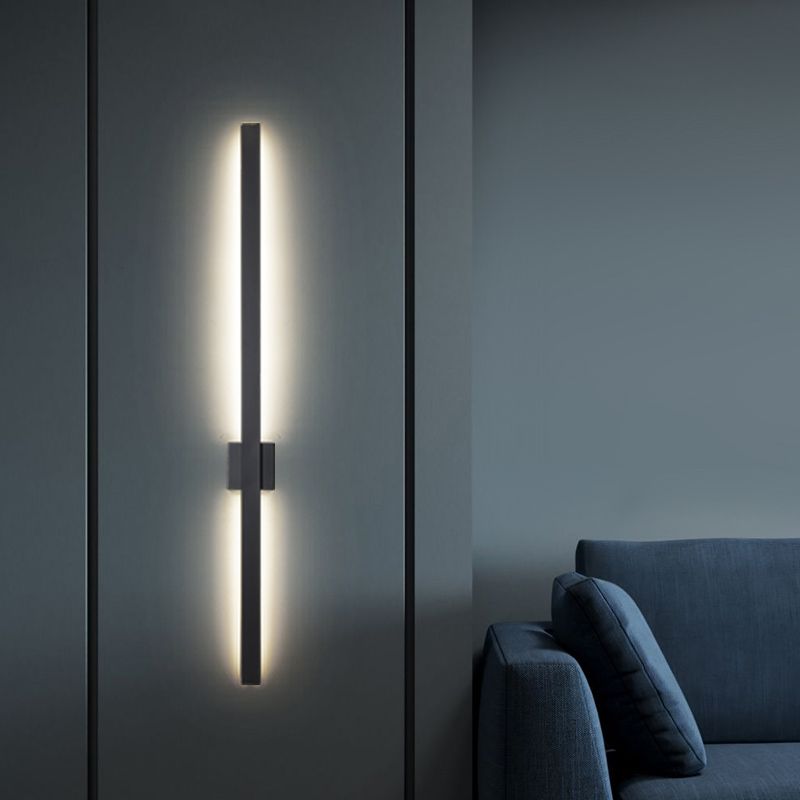 Lineare Schattenwandbeleuchtung moderner einfacher Stil 1 Licht Leuchten Licht in Schwarz und Gold