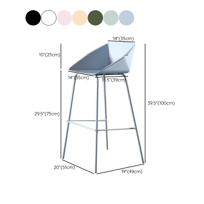 Scandinavian Metal Plastic Counter Stools Low Back Bar Stool with Footrest
