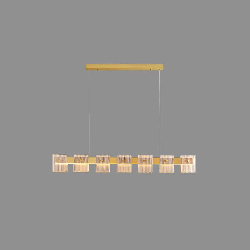 Modern Luxury LED Pendant Light Rectangular Glass Hanging Lamp for Dining Room
