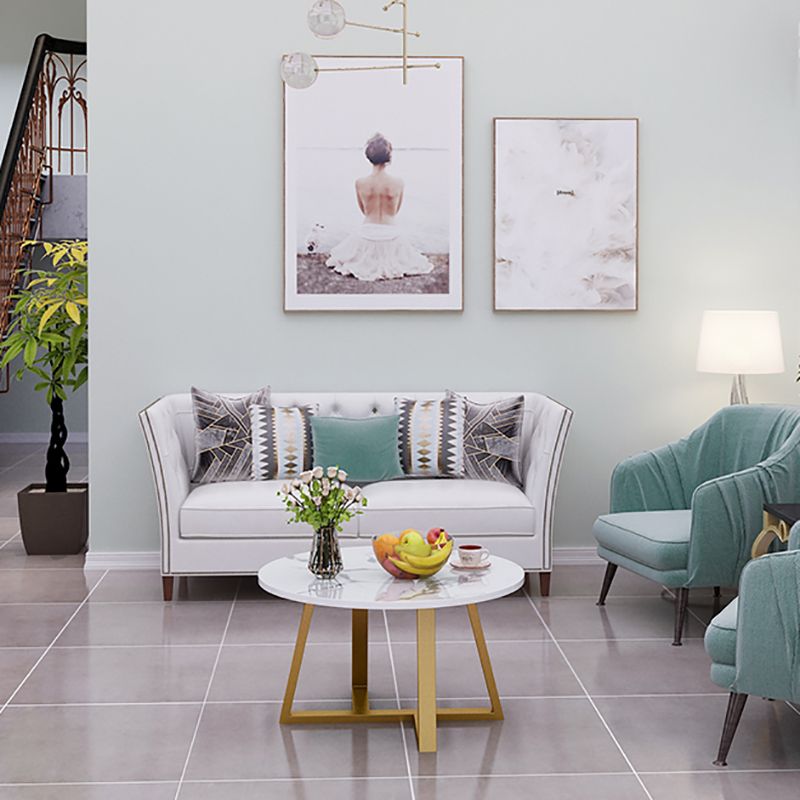 Modern Style White/black/wood/yellow/walnut Round Wood-based Craft Top Coffee Table