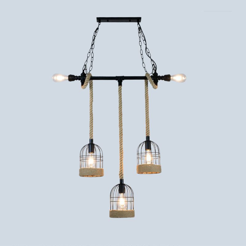Birdcage Dining Room Island Ceiling Light Rustic Iron Suspended Lighting Fixture