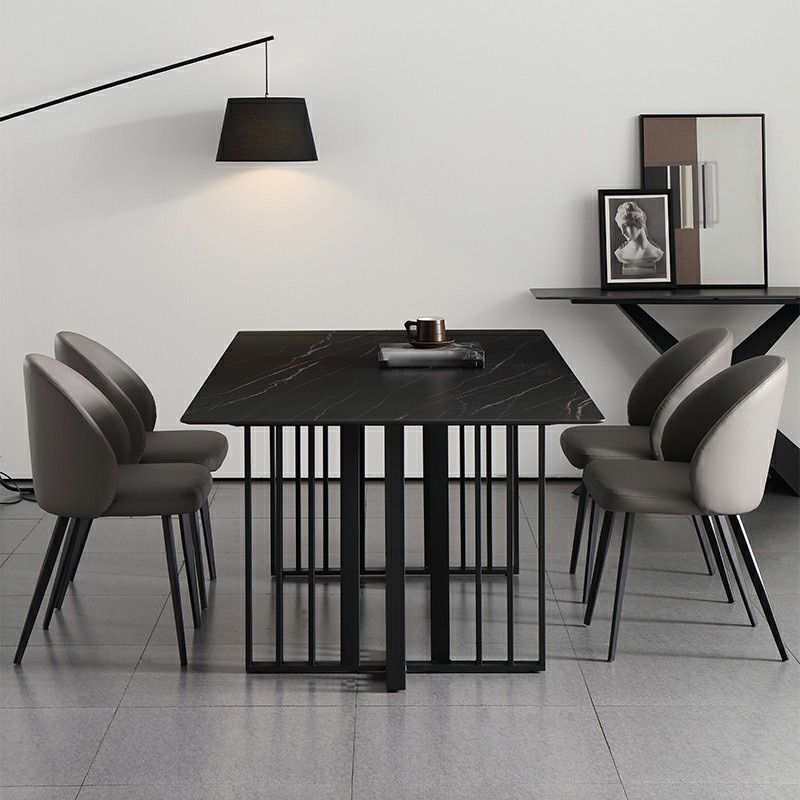 Minimalist Style Faux Leather Side Chair Upholstered Armless Dining Chairs for Home