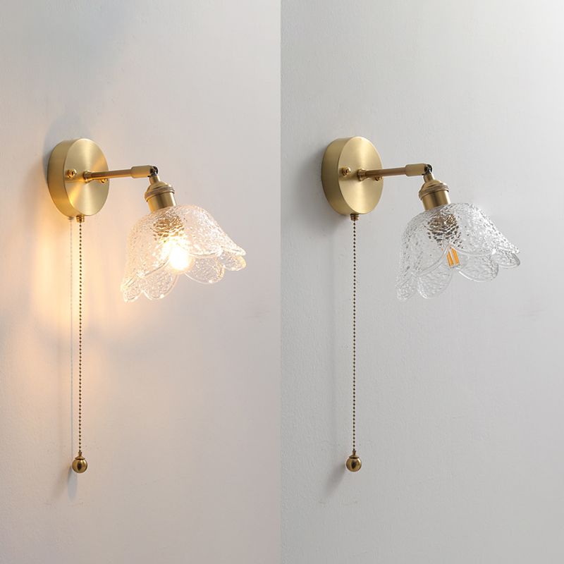 Modern Style Design Sconce Light Fixtures 1-Light Brass Wall Mounted Lamp with Grass Shade