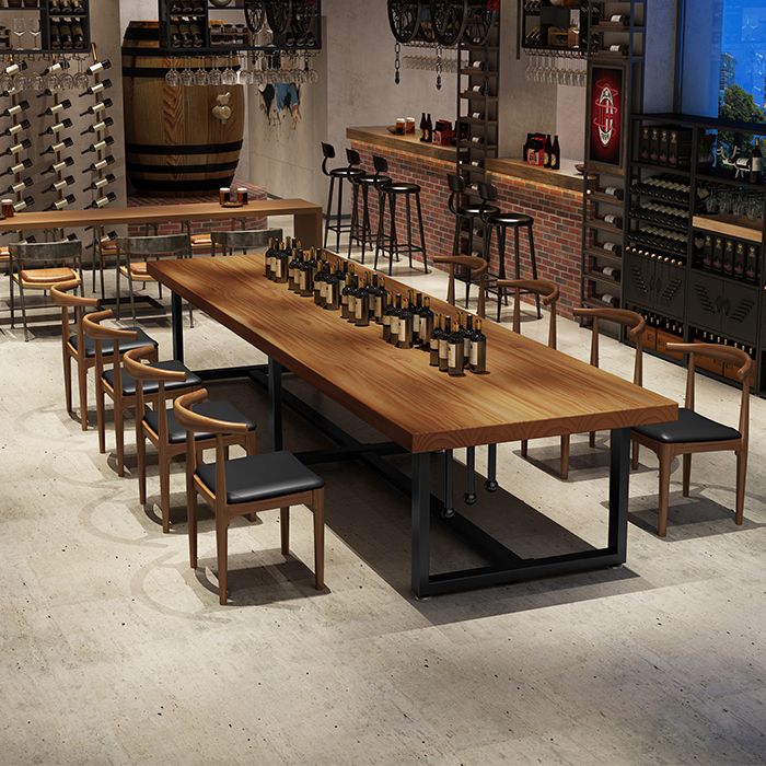 Pine Solid Wood Dining Table Rectangle Dining Table with Trestle Base