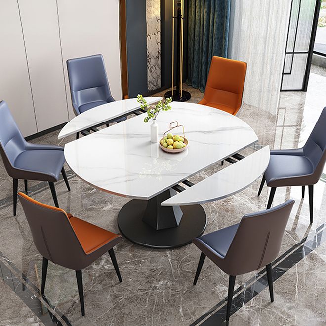 Eenvoud Ronde Eetkamertafel Gesinterde stenen tafel met zwarte voetstuk