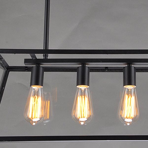 Rectangular Shape over Island Lighting Modern Style Metal 4 Lights Hanging Lamp in Black