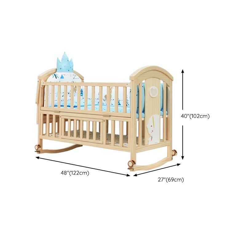 Solid Wood Convertible Crib Simple Crib with Adjustable Height