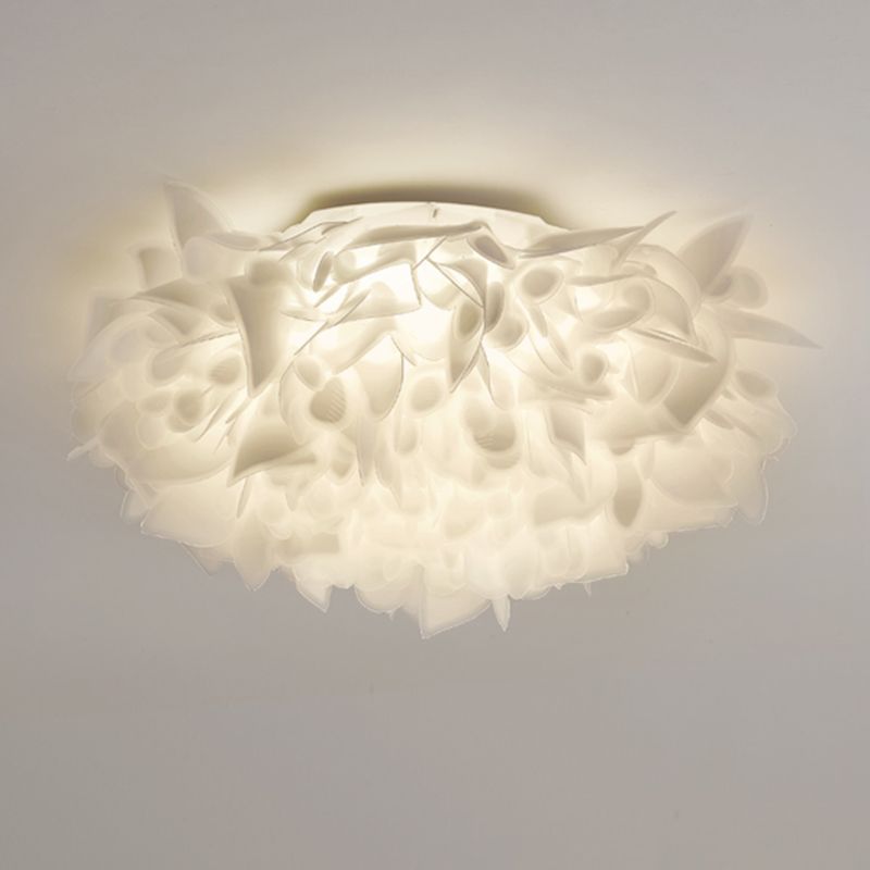 LED Modern Metal Flush Mount Geometric Shape Ceiling Light with PVC Shade for Bedroom