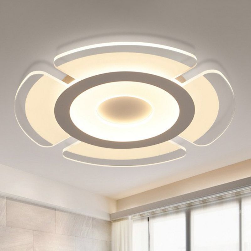 Metallic Circular Flush Mount Lighting Minimalist Clear LED Flush Mount Fixture for Living Room