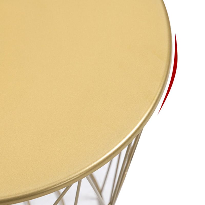 Round Top Cocktail Table with Metal Stogage Base Contemporary