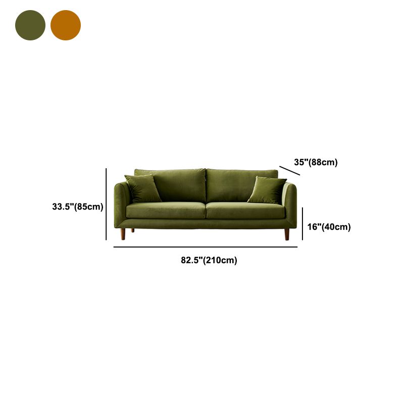 33.46" H Contemporary Velvet Square Arm Sofa with Pillows for Living Room