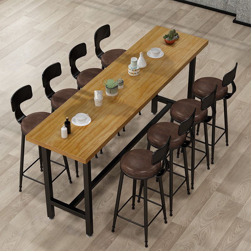 Armless Dining Stool Contemporary Bar Stool with Black Metal Base