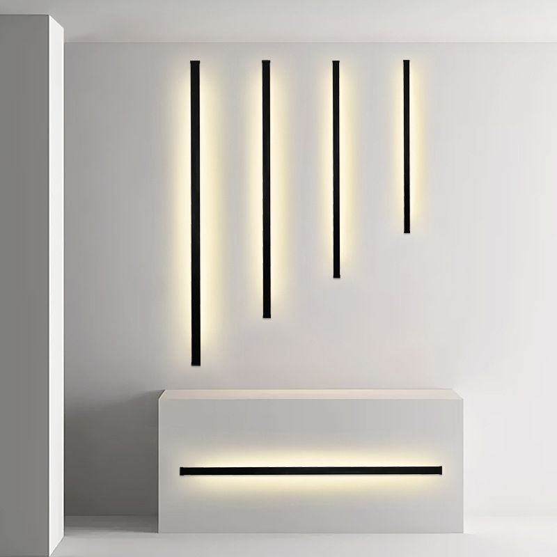 Black Rectangular Wall Light Sconces Modern Style Aluminum 1-Light Wall Lamps