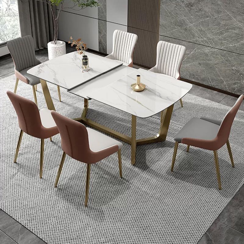 Glam 1/4/5/7 Pieces Rectangle Dinette Set with Sintered Stone Scalable Dining Table Set
